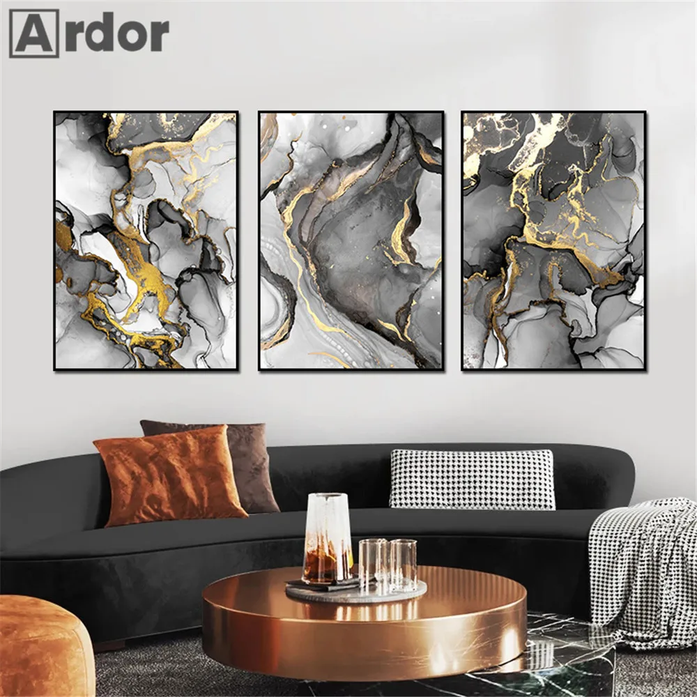 

Black Golden Marble Texture Wall Art Canvas Painting Modern Poster Abstract Posters And Prints Nordic Wall Pictures Home Decor