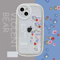 fashion fresh flower cartoon cool bear phone case cover for iphone 11 12 13 pro x xr xs max shockproof case for iphone 13 cases