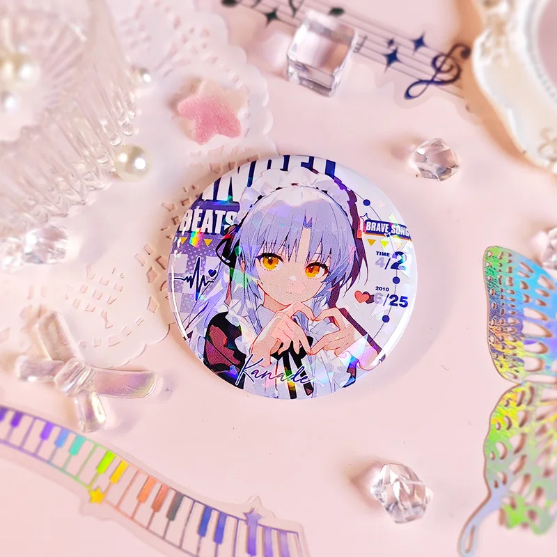 Аниме фигурка ангела Beats Tachibana Kanade Nakamura Юрий жесть лазерный круглый значок рюкзак