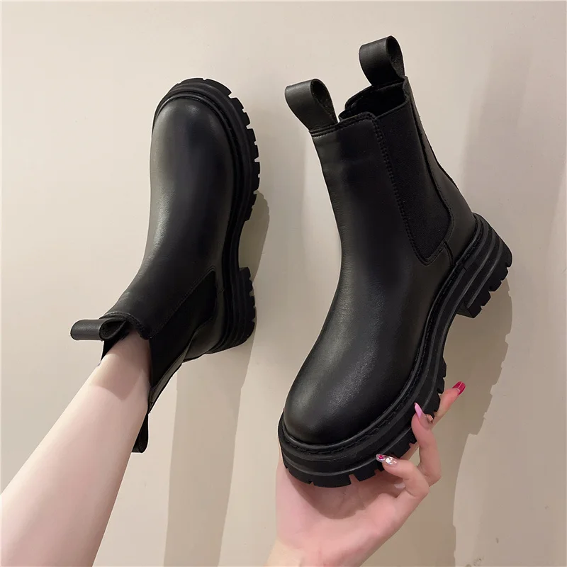 

New Luxury Chelsea Boots Women Ankle Boots Chunky Winter Shoes Platform Ankle Boots Slip On Chunky Heel BV Boot Brand Designer