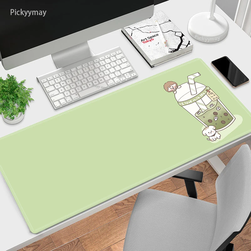 

Large Mousepad Kawaii Mousepads Keyboard Mat XXL Desk Rug Milktea Cute Pc Desk Mats Company Mouse Pad For Gift Deskpad Nonslip