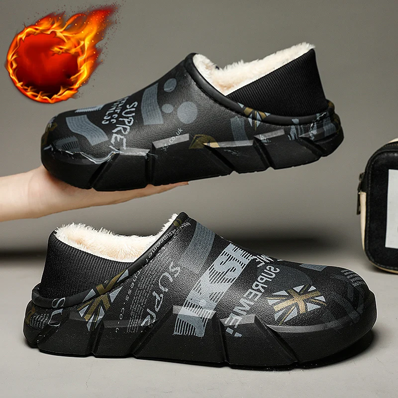 

2022 Autumn and Winter New Cotton Shoes Indoor and Outdoor Home Cotton Shoes Casual Graffiti Cotton Slippers Men's Men's Shoes