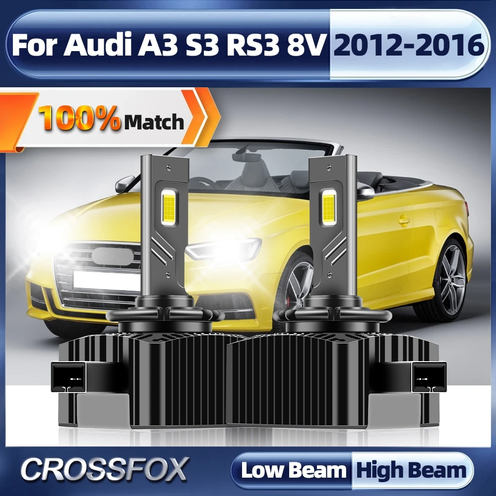 

HID D3S LED Headlights 60000LM Canbus CSP Chip Auto Headlamps 120W 6000K White For Audi A3 S3 RS3 8V 2012 2013 2014 2015 2016