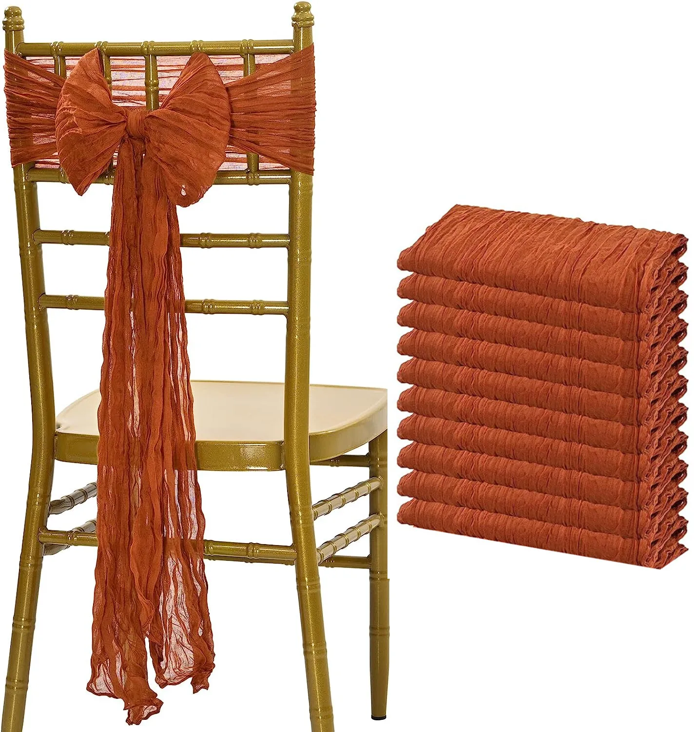 

Чехол для стула из сетчатой ткани с поясом и бантом, 90x300 см, 10 шт.