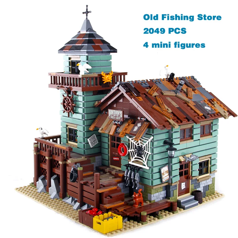 

Fisherman Old Fishing House Store Model Building Blocks Bricks Compatible 21310 16050 Kids Birthday Christmas Toys Gifts