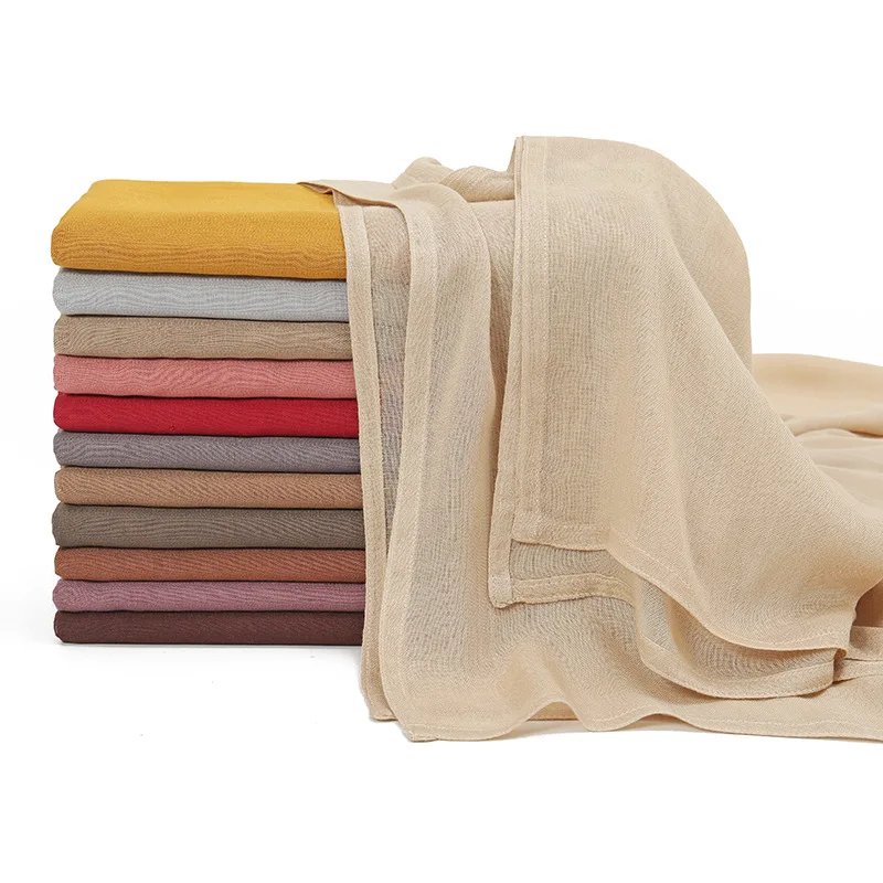 Однотонный хлопковый вискозный хиджаб Рамадан