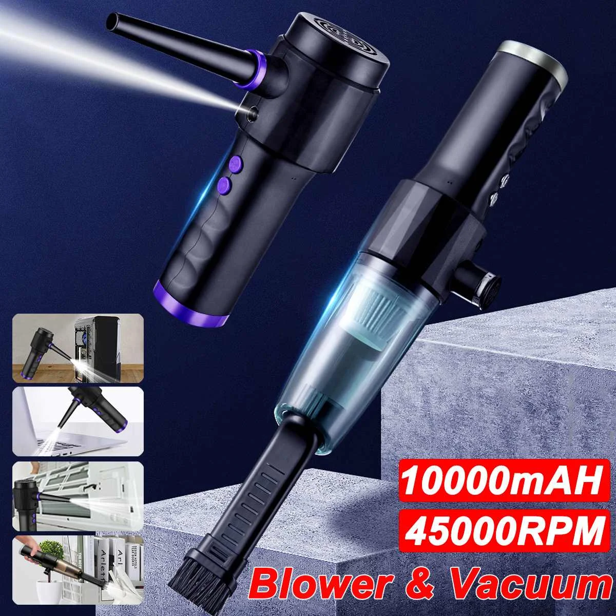 

Dual Use Electric Air Duster 10000mah Cleaning Dust Compressed Air Blower Laptop keyboard Computer Crumbs Scraps device cleaner