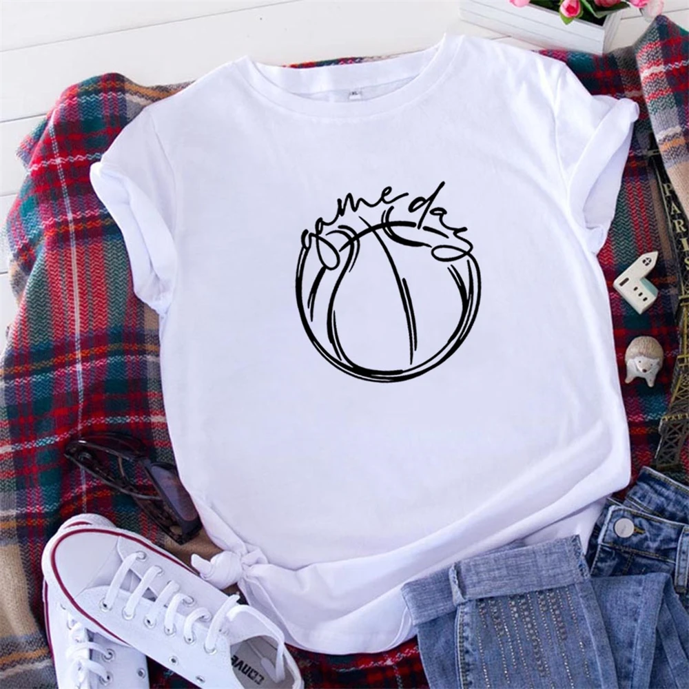 

Basketball Game Day T Shirt Women Summer Tshirt Women Short Sleeve Tee Shirt