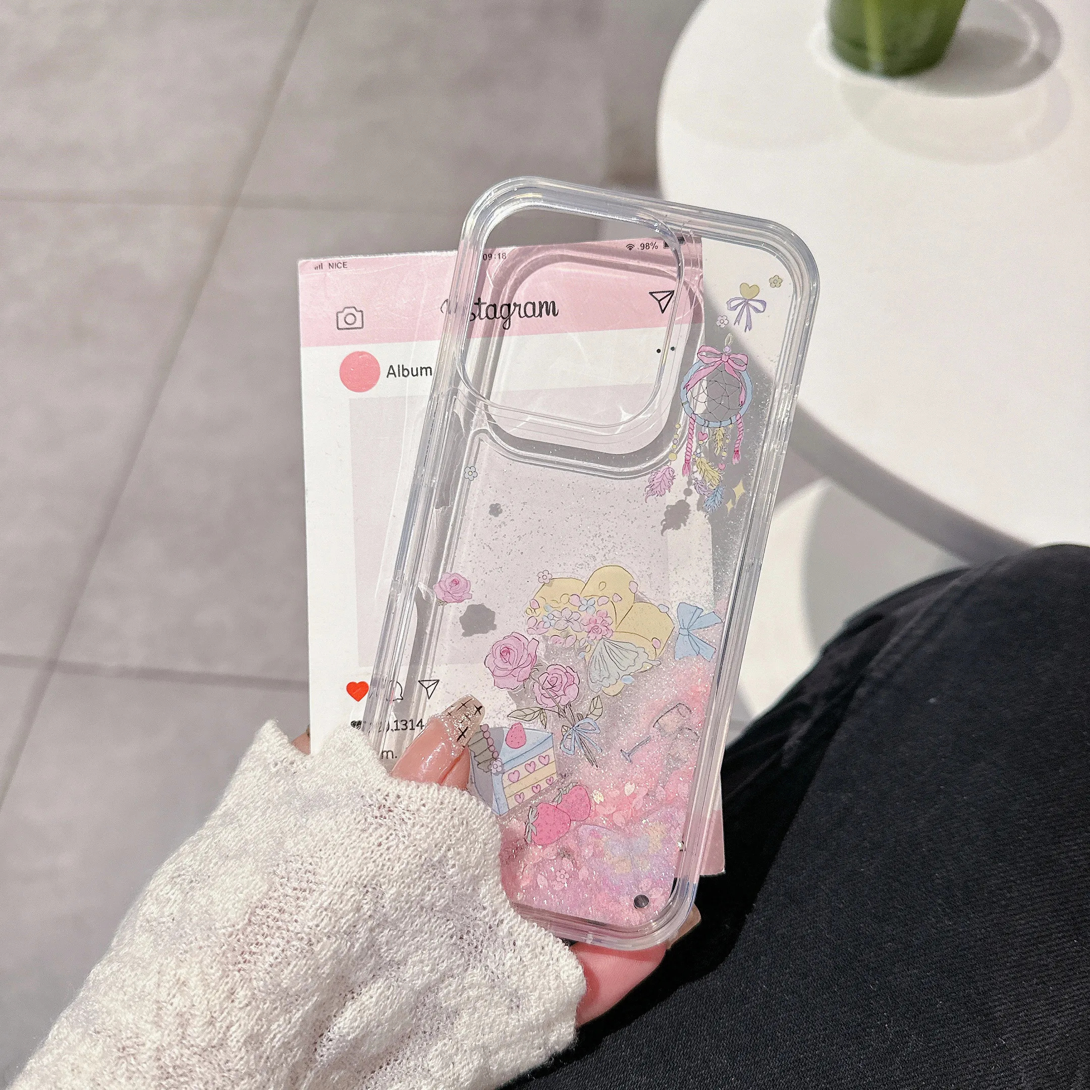 3D зыбучий песок розы узор для iphone 14 14Pro 14Promax 13 13Pro 13Promax 16Pro 16Promax 11 15 15Pro 15Promax Жесткий