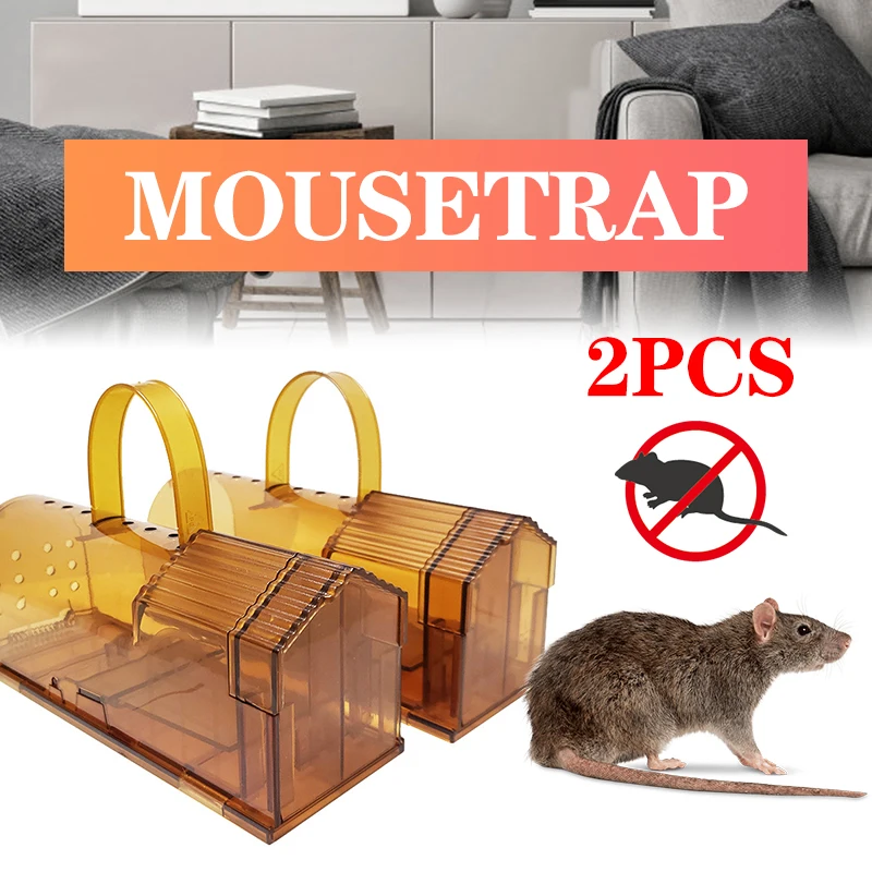 

2Pcs Transparent Mouse Trap Reusable Rodent Humane Live Catcher Home Garden Pest Control Mouse Cage Mousetrap Mice House Trap