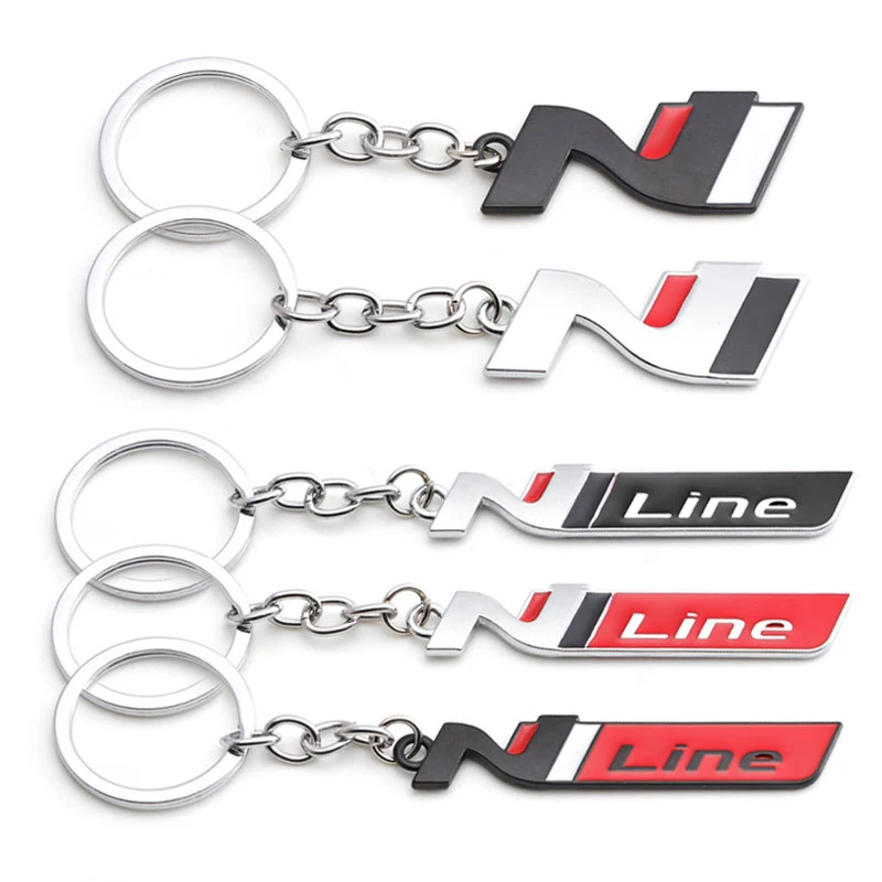

Car Keychain N Line Keyring Badge Metal Emblem Key Chain Ring Holder for Hyundai i30 i40 ix 35 Coupe Tucson Sonata Elantra Kona