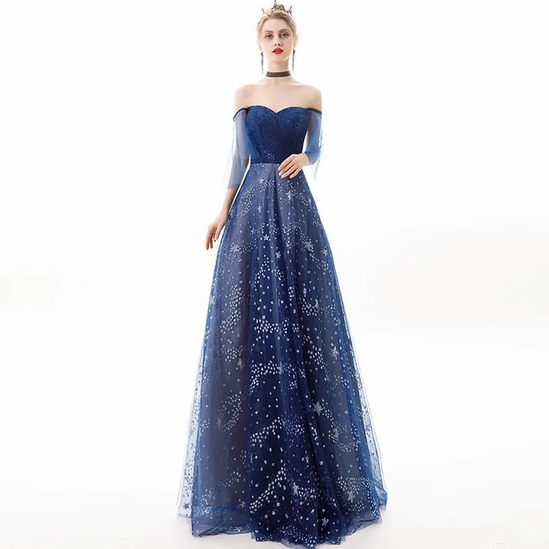 

New Dark Blue Long Dresses Evening Sexy Spaghetti Strap Backless Abito Lungo Cerimonia Donna Biling Robe De Soiree Custom Made
