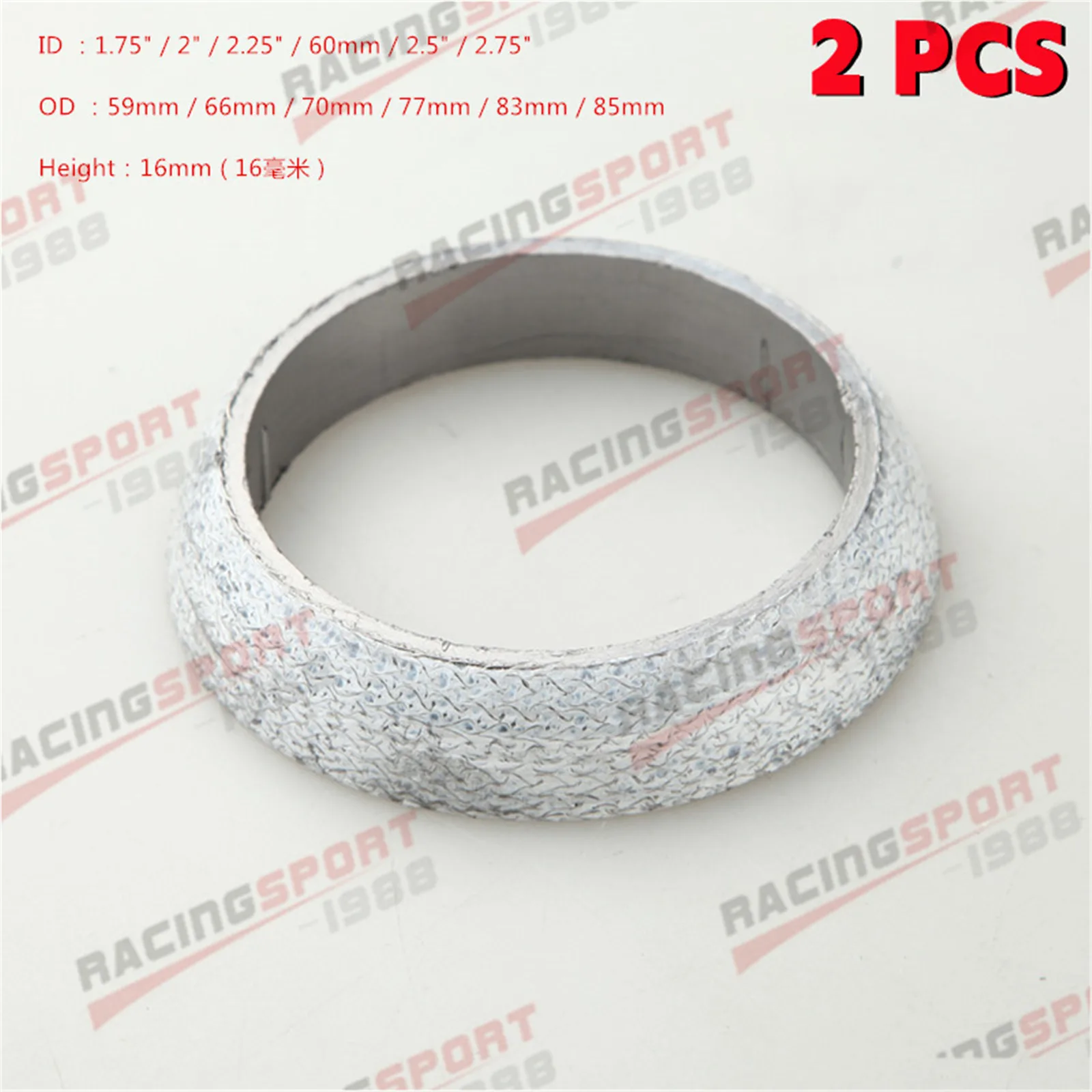 

2PCS 1.75" 2" 2.25" 2.5" 2.75" Graphite Header Manifold Downpipe Weld-On Donut Gasket