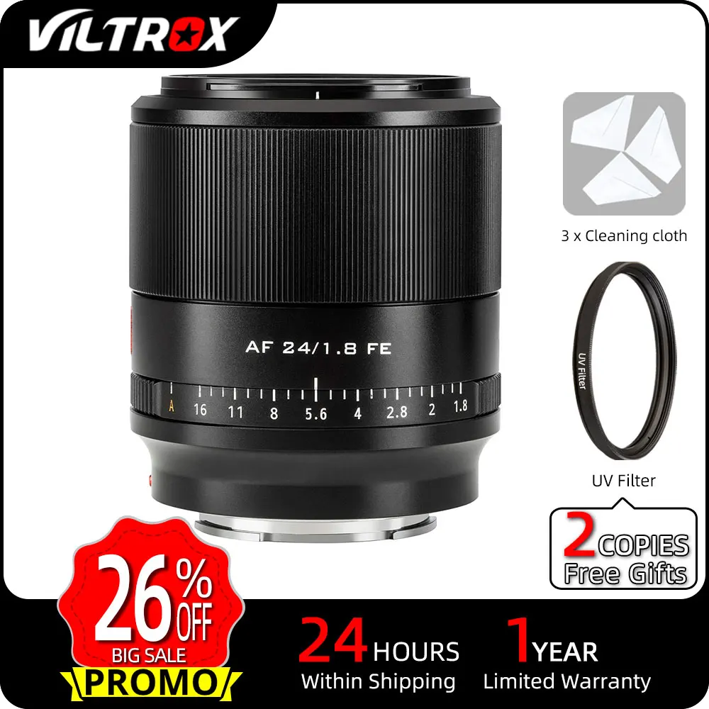 

VILTROX AF 24mm F1.8 Large Aperture Auto Focus Lens Full Frame Lens for Sony E Mount a6000 A7 A9 ZV-E10 Camera Lenses Eye Focus