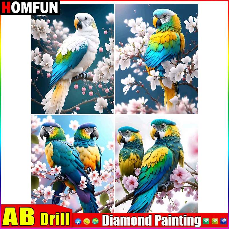 Алмазная 5D Вышивка HOMFUN AB набор для рукоделия животное попугай цветок алмазная