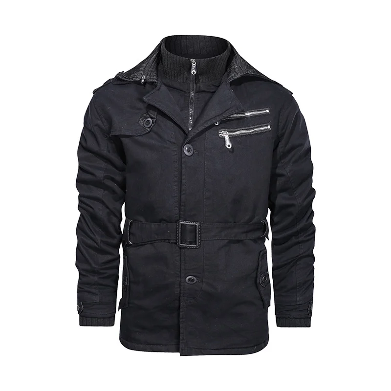 

Куртка мужская хлопковая с двойным воротником, утепленная ветрозащитная куртка в стиле милитари, одежда в стиле сафари, Осень-зима