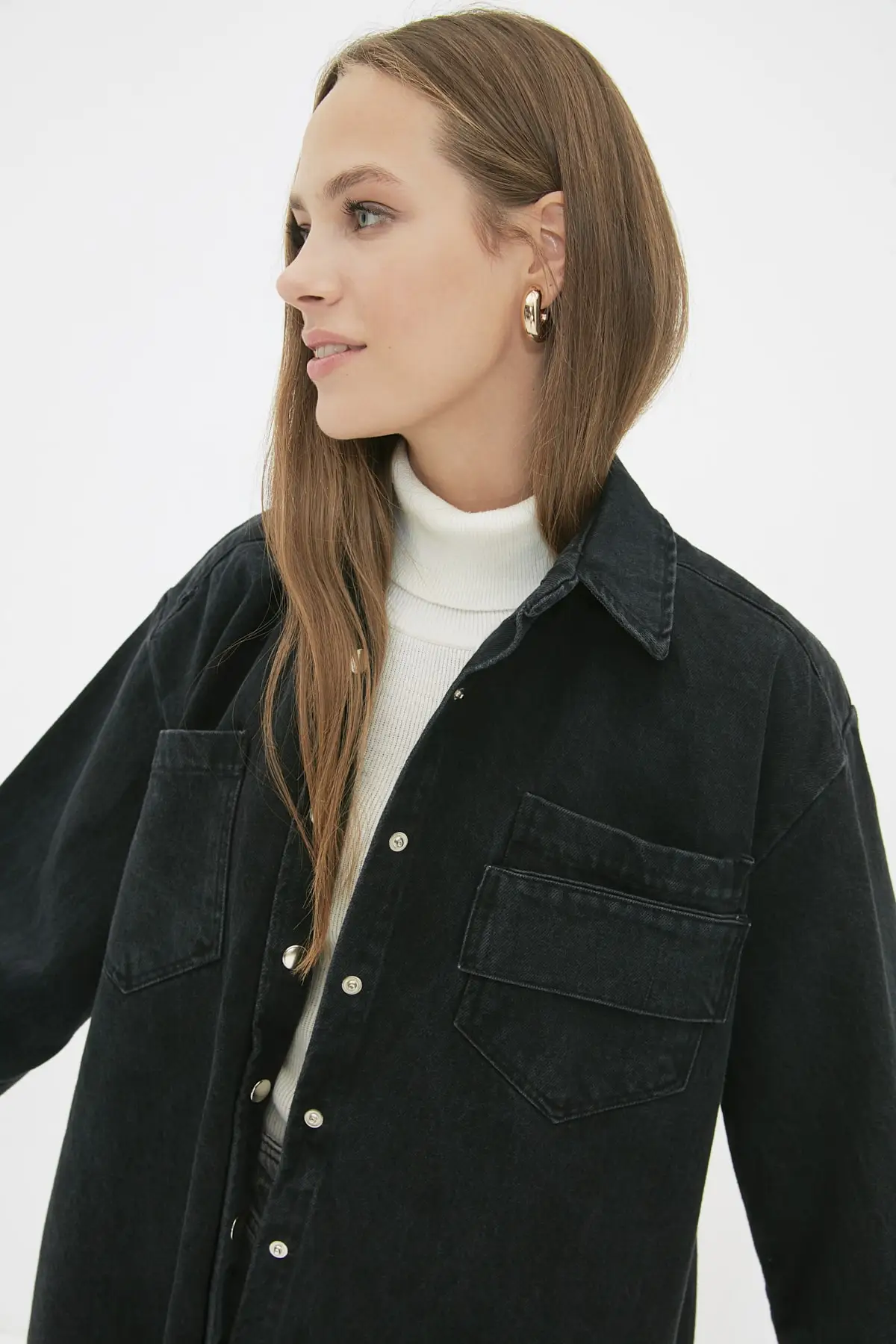 

Trendyol Shirt Collar Pocket Detail Oversize Jacket TCTAW22CK0043