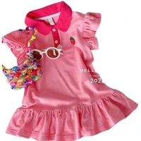 2022 new girls polo dress summer dress summer children toddler baby strawberry cute lotus leaf dress