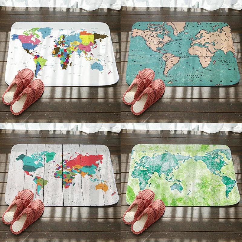 

World Map Doormat Living Room Bedroom Vacuum Floor Mat Kitchen Rug Door Mat Bathroom Mats and Rugs Door Mat Entrance 40x40cm