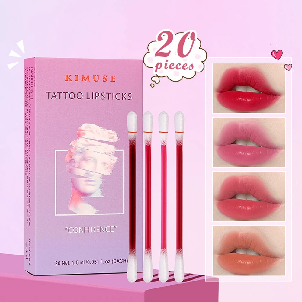 

20 Pieces/Set Lipstick Cotton Swab Lipstick Portable Waterproof Liquid Non-Stick Cup Lipstick Lip Tint Lipgloss