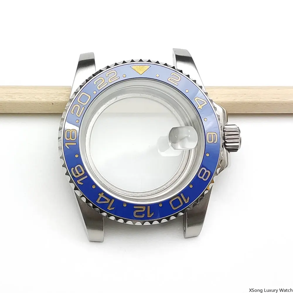 40mm cases Watch Case Men's mechanical watch Stainless Steel Cases Parts Sapphire Glass Fit nh35 nh36  8215 Mechanical Movement