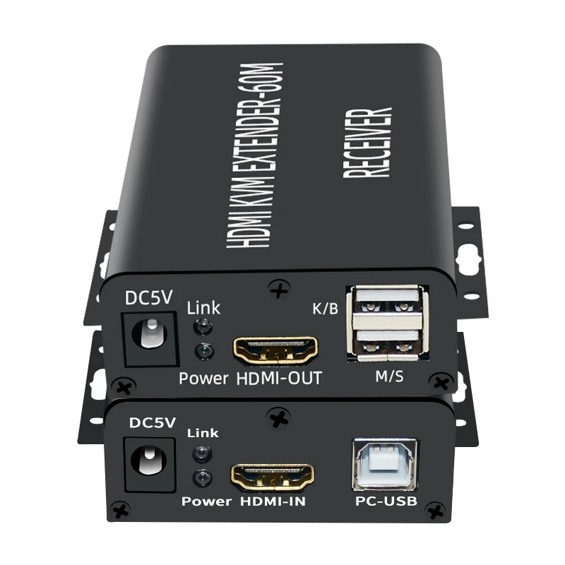 HFES HDMI-совместимый квм-удлинитель 60 м через Cat5/6 Ethernet-кабель 1080P USB аудио видео