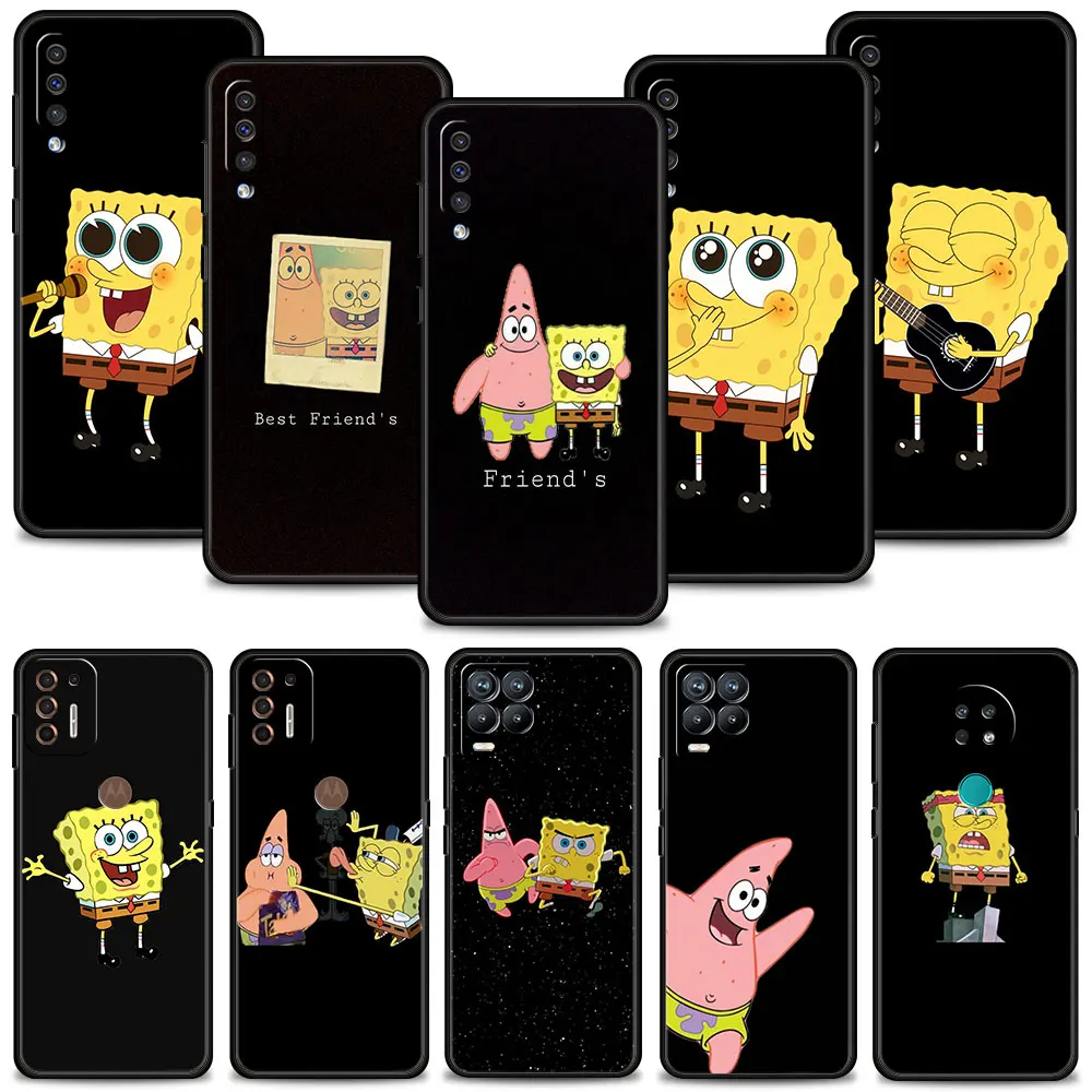 

Black Style SpongeBob Patrick Star Phone Case For Samsung Galaxy A50 A30 A70 M31 Case for MOTOROLA G30 G60 G9 Cover Shell Bumper