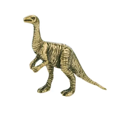 Маленькая Статуэтка динозавра Юрского периода из твердой латуни, настольное украшение для дома и офиса, ремесла, миниатюрные фигурки животных, детская игрушка