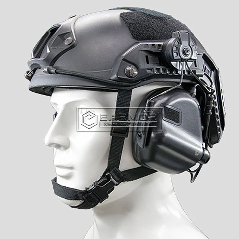 EARMOR Tactical Headset Noise Canceling Hearing Protection Headphone for FAST Helmets Rail Adapter Military Hunting Headphone