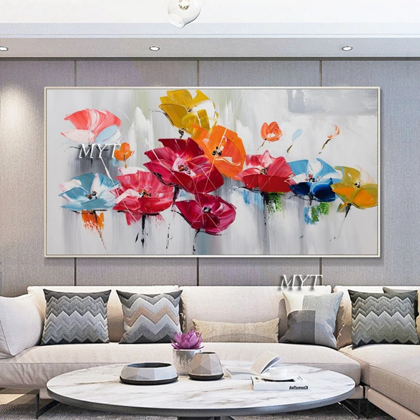 

The Most Popular Hot Selling New Flowers Lotus Pure Hand-painted Knife Painting Canvas Oil Painting Wall Simple Decoration