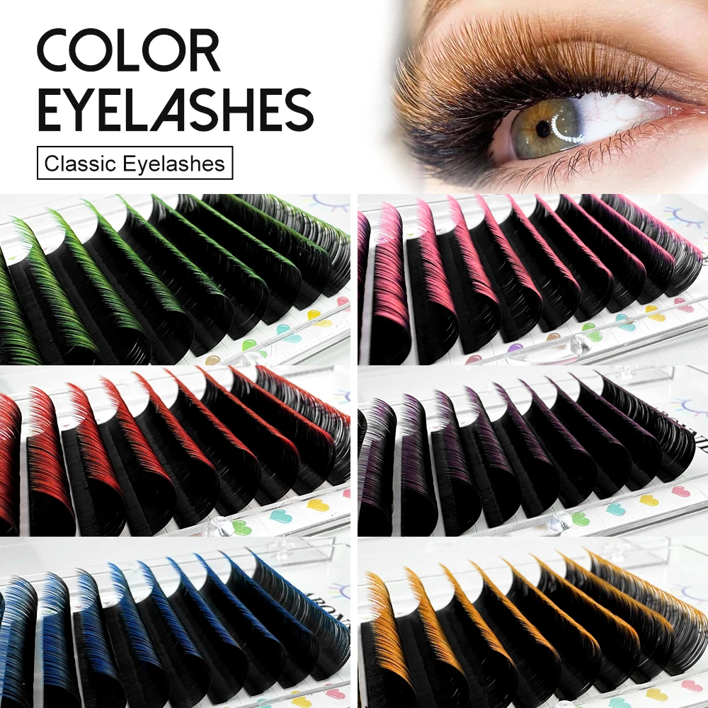 ABONNIE Black Ombre Colored Classic Volume Eyelash Extensions Handmade Fluffy Lashes Supplies Natural for Daily