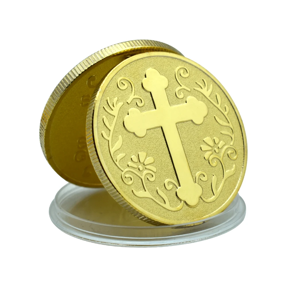

Cross Servant of Christ Gold Plated Coins Religious Belief Christian commemorative Metal Coins Golden Ornaments Souvenirs