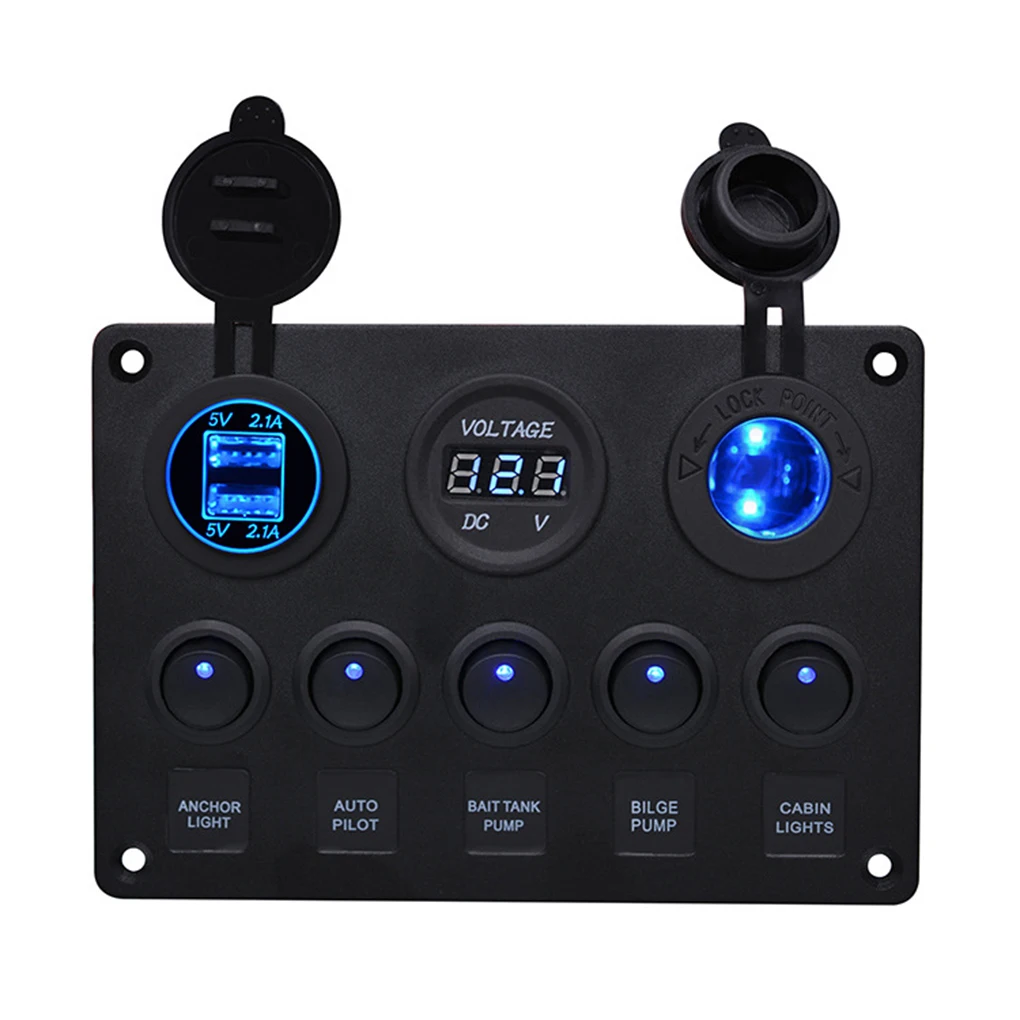 

Switch Panel Switches with Light Button Dual USB Buttons Control Regulator Voltmeter for Cars Part Universal Ship