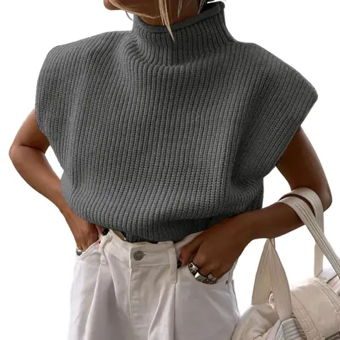 Женский трикотажный Свободный пуловер с наплечниками, сохраняющий тепло, водолазка, женский свитер, женская одежда
