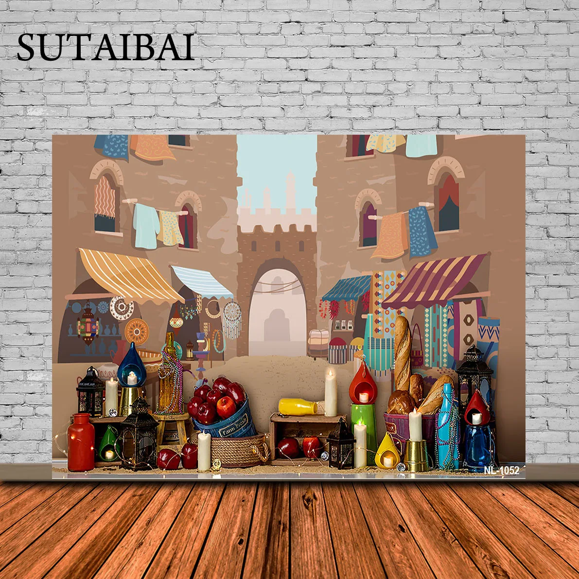 

Newborn Baby Shower Smash Backdrops Photography Background Jewish Passover Food Bread Apple Glitter Menorah Portrait PhotoStudio