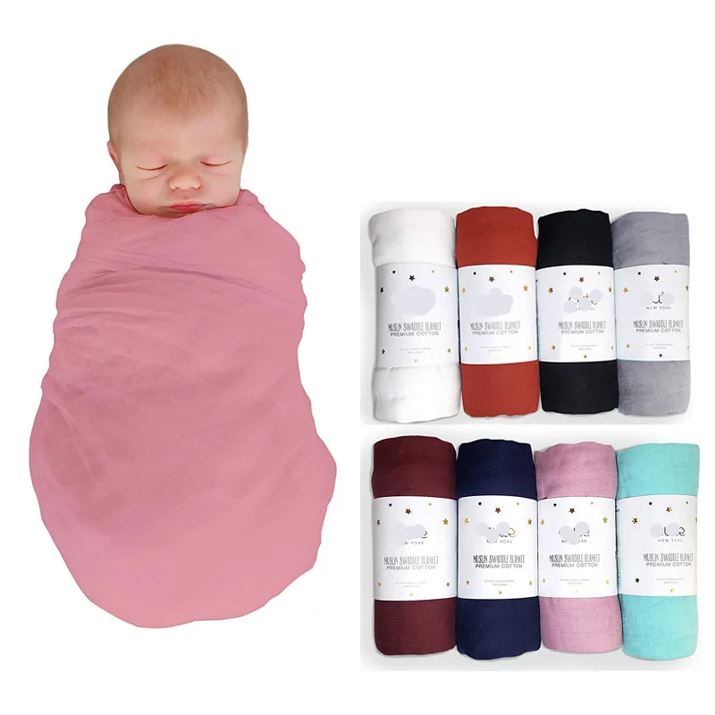 120*120cm Muslin Bamboo Baby Blanket Soft Newborn Blankets 2 Layers Bath Gauze Infant Swaddle Wrap Sleepsack Stroller Cover