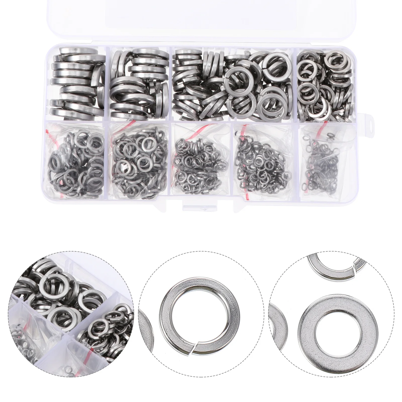 

600pcs Stainless Steel Washers Gasket Lock Washer Kits