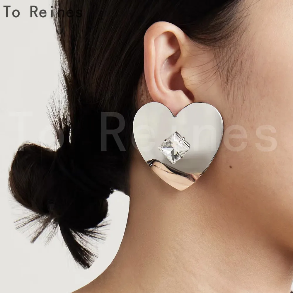 Женские серьги-клипсы в форме сердца с кристаллами