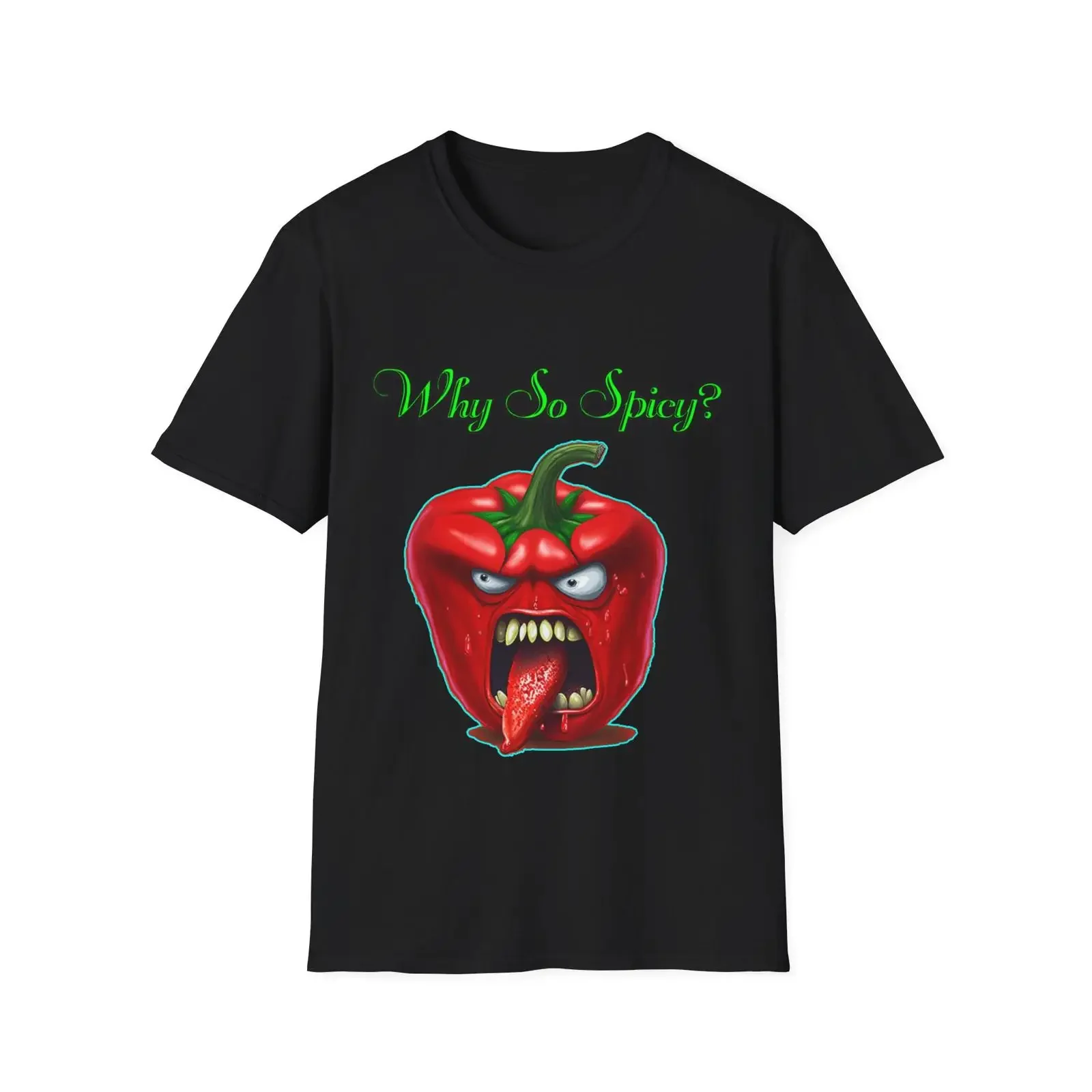 Фото Футболка Why so Spicy Red Pepper в винтажном стиле, с эффектом потертости, дышащая, слегка облегающая, для повседневной носки, эластичная, дизайнерская одежда. №1