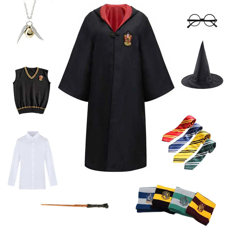 

Unisex Adult Kids Halloween Costume Magic School Uniform Gryffindor Slytherin Witchcraft Robe Cloak Wizard Witch Clothes