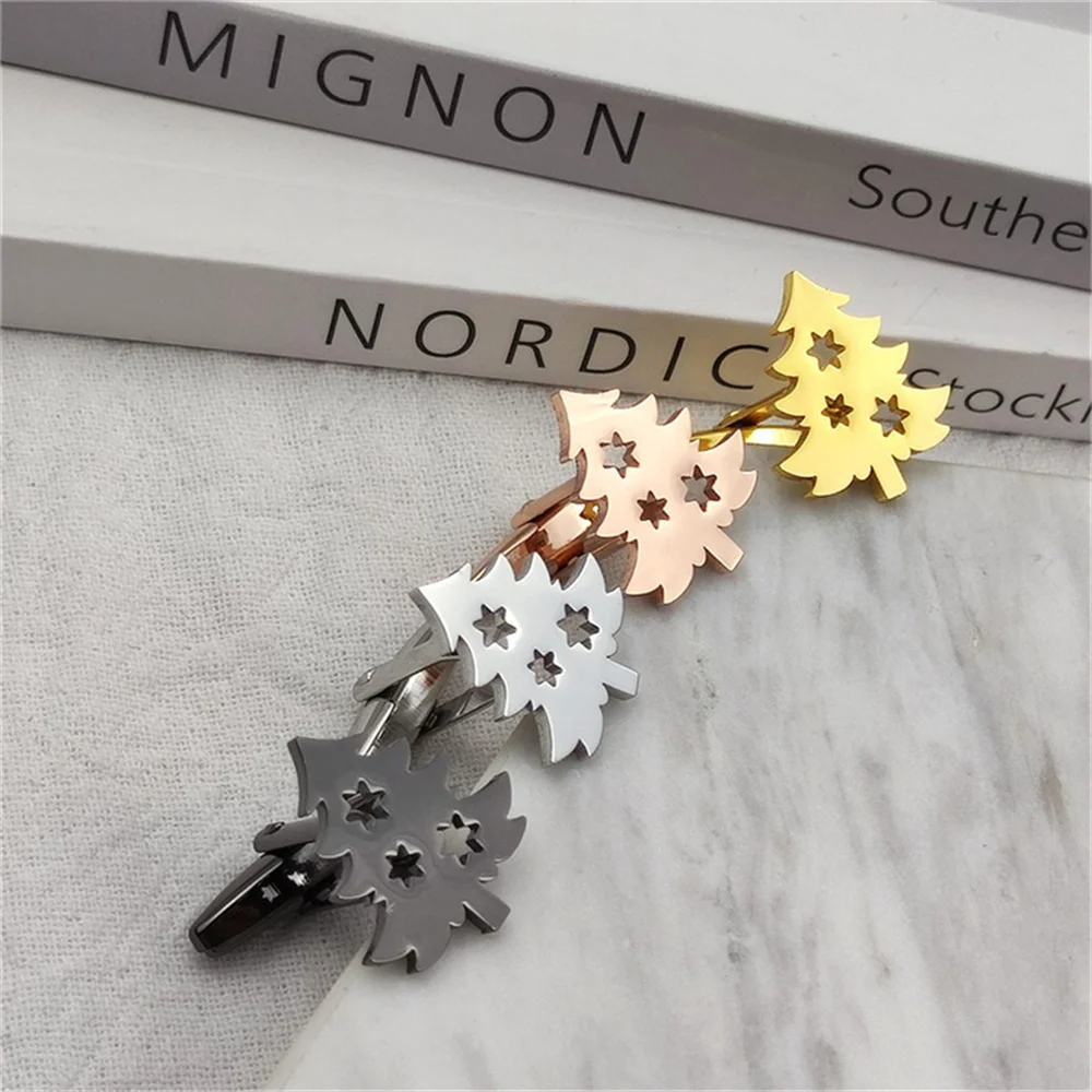 Индивидуальные запонки в виде рождественской елки для мужчин 1 пара зеркальные