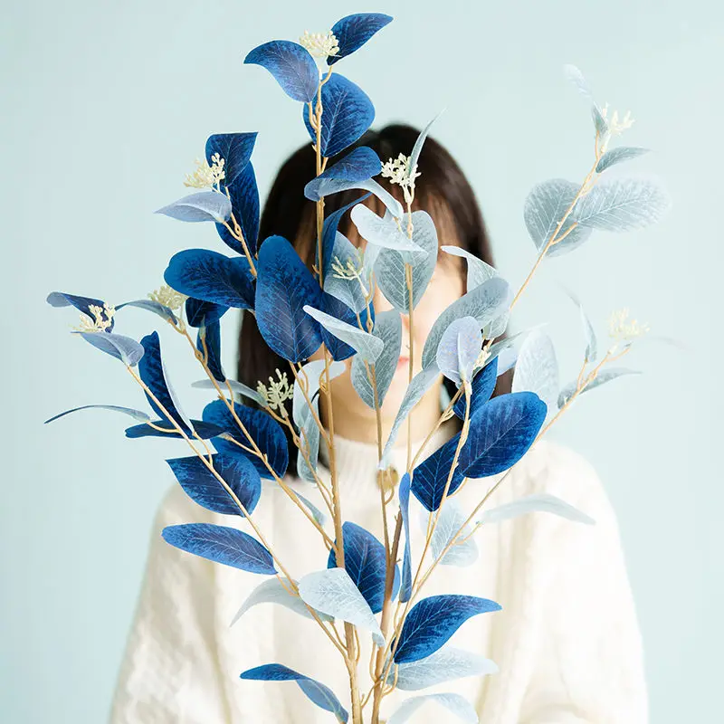 

Artificial Flowers Eucalyptus Leaves Branch Fake Plant Decoration for Wedding Home Flower Arrangement Blue Pink Eucalyptus Decor