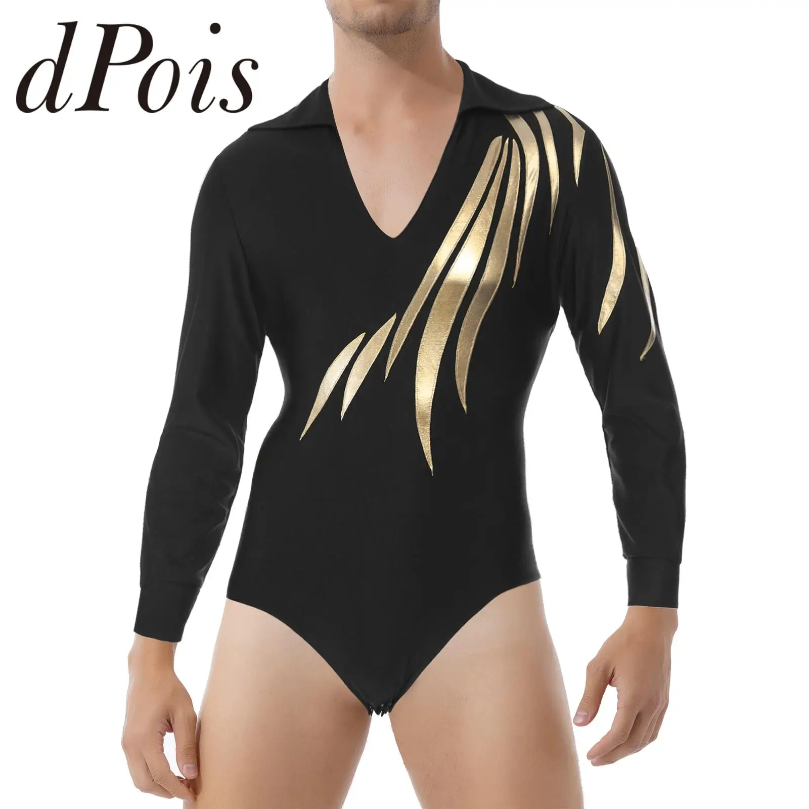 

Мужской боди с длинным рукавом для латинских танцев, боди для фигурного катания, спортивный костюм для гимнастики, костюм для танцев, танцев...
