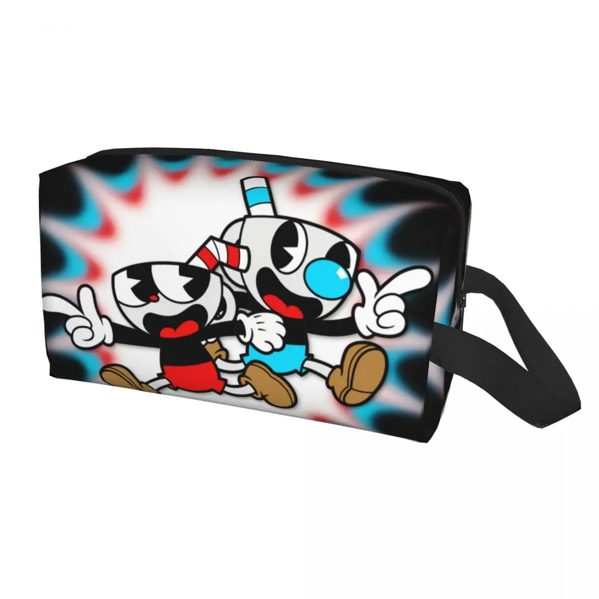

Funny Cartoon Game Makeup Bag Women Travel Cosmetic Organizer Kawaii Cuphead Mugman Storage Toiletry Bags