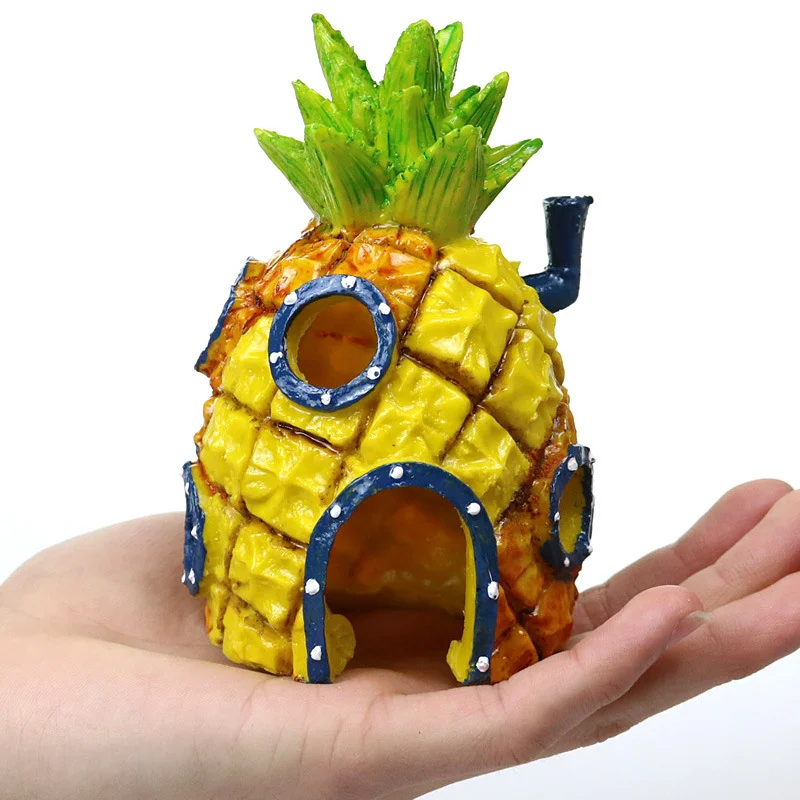 Underwater Comic Plants Pineapple House Fish Hiding Play Home Shrimp Nest Tank Decor Aquarium Decoration |
