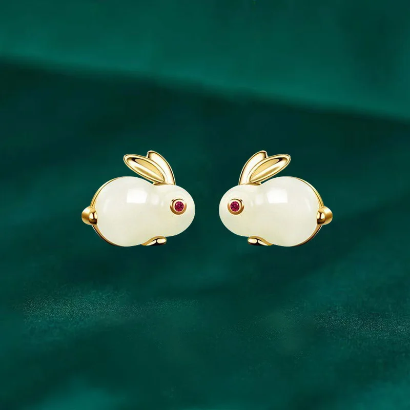 Sweet Cute Opal Rabbit Stud Earrings For Women Korean Style Lovely Animal Bunny Zircon Earring Girl Party Birthday Jewelry Gifts