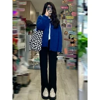 plus velvet thick thick coat autumn and winter new fashion trend retro japanese lazy cardigan versatile loose simple sweater