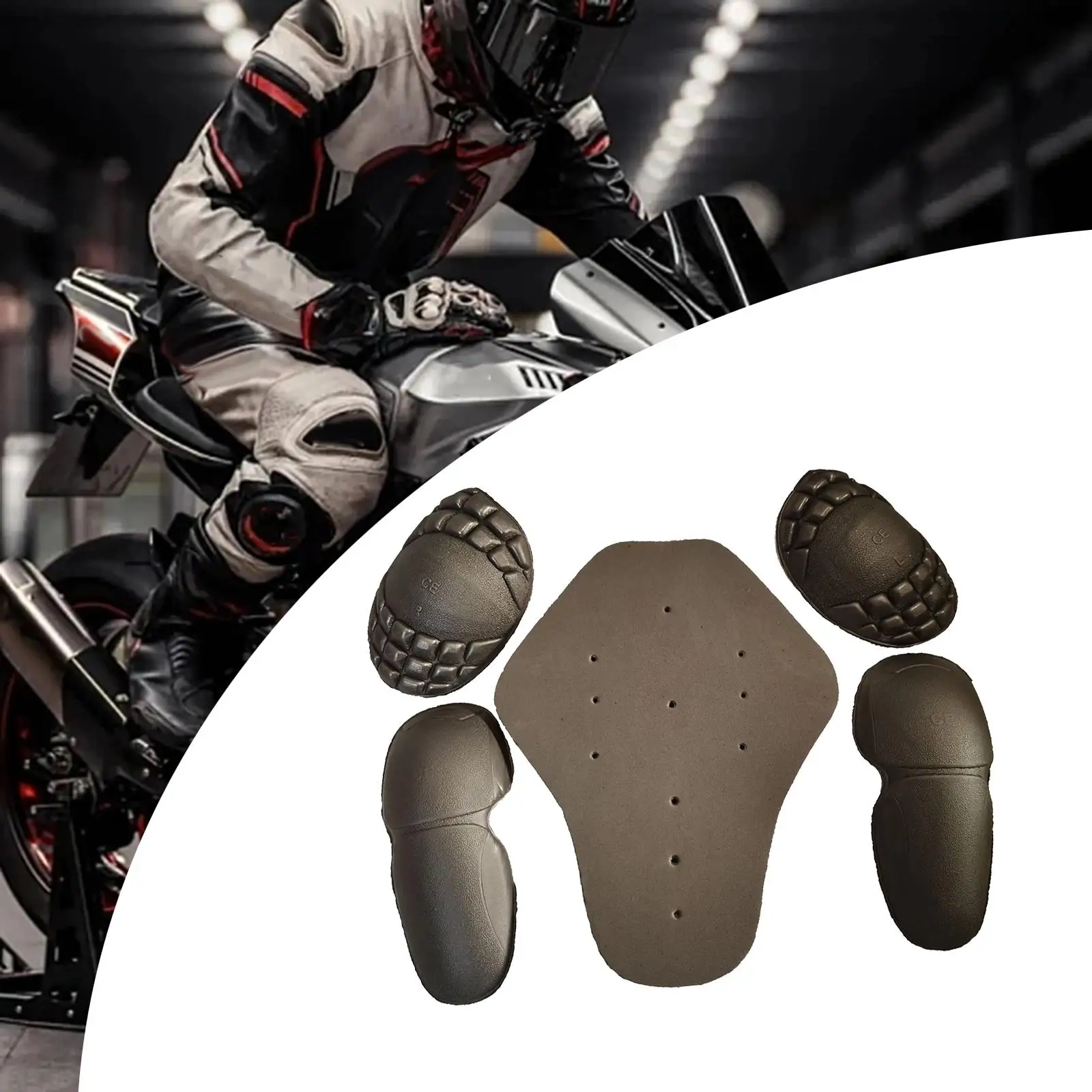 

5Pcs Motorbike Body Protective Gear Knee Pads Durable Comfortable EVA Breathable for Cycling Sport Biker Motocross Biking
