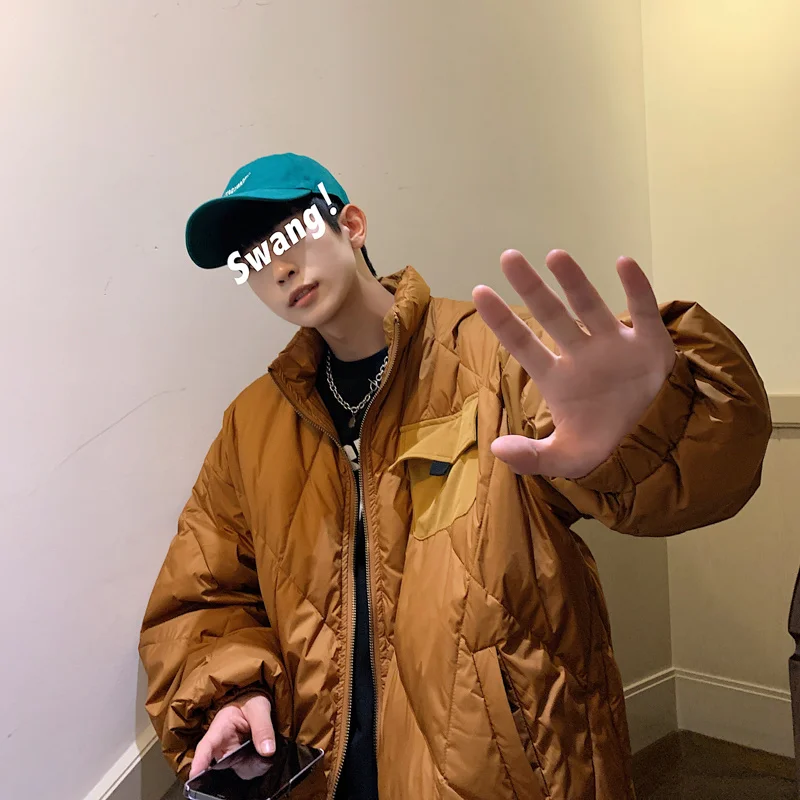 Winter Jacket Men Warm Fashion Casual Thickened Plaid Jacket Men Streetwear Korean Loose Thick Short Coat Mens Parker M-2XL