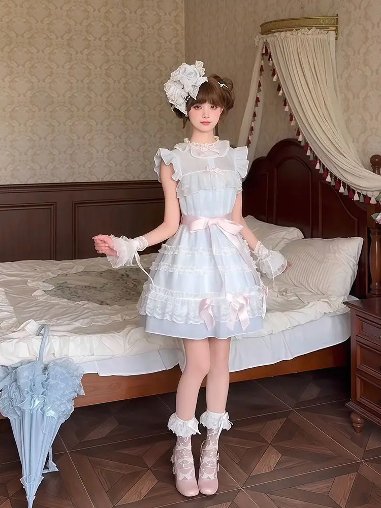 COALFELL Blue sweet girl date outfit - редкое платье в полоску для весенне-летнего сезона в стиле Лолита (art.: 3920d9fa87007) - 3920d9fa87007